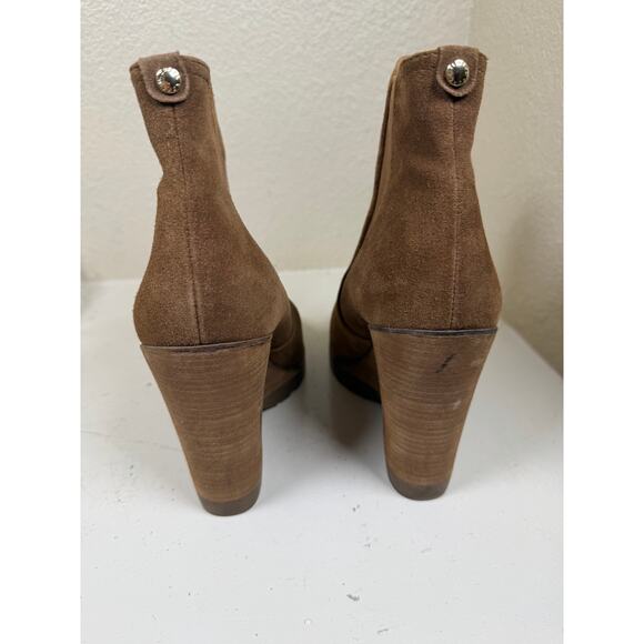 Michael Kors Thea Wedge Ankle Boots - dark carmel suede - size 9 - Picture 4 of 12